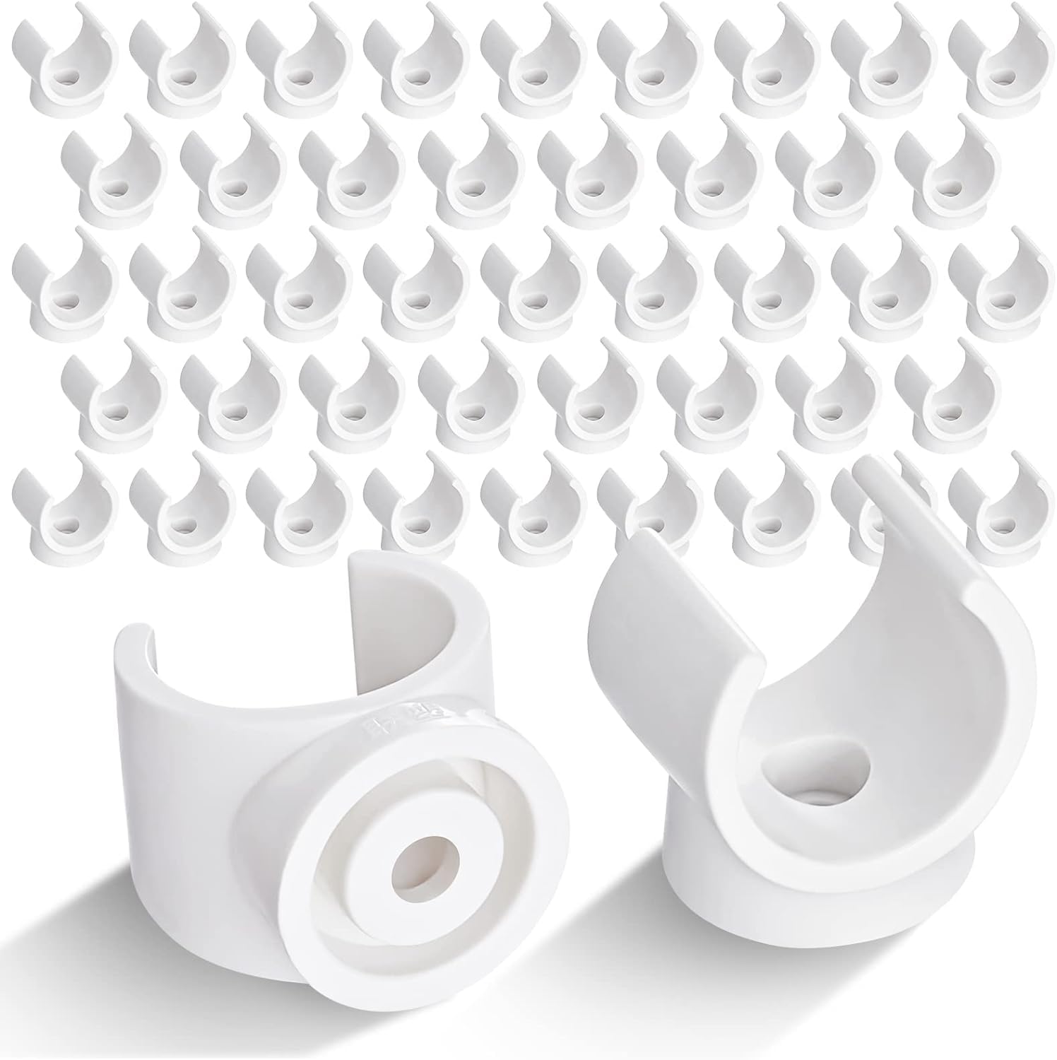 TERRIFI PEX Pipe Clamps Holder - Secure Your Pipes with 50 Packs 1/2 Inch,16 mm Pipe Clamp Pipe Holder PEX Tubing Clamps PVC Water Pipe Support Hangers U-Hook Plastic Pipe Clamp Tools