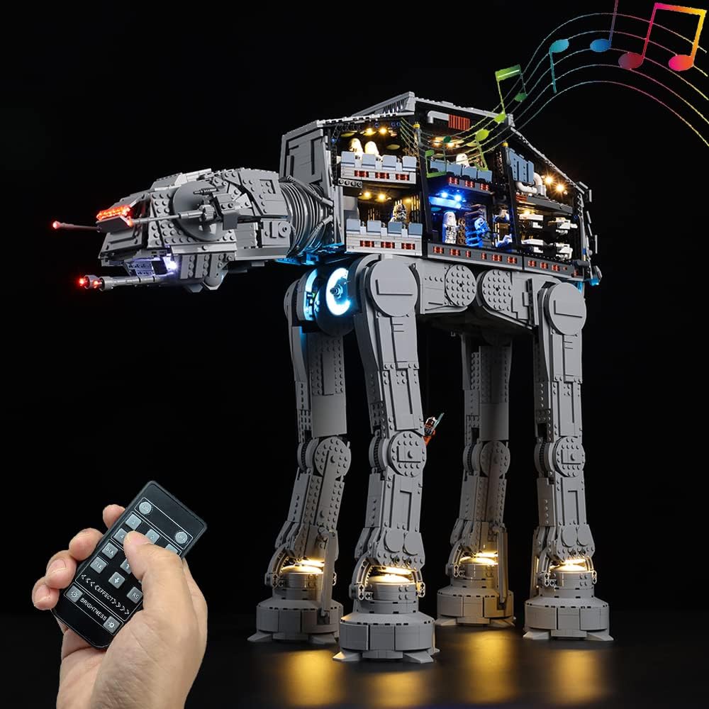 Kyglaring LED Lighting Kit (No Model) Designed for Lego Star Wars at-at 75313 Model Building Set - Without Lego Set (Remote Sound Version)