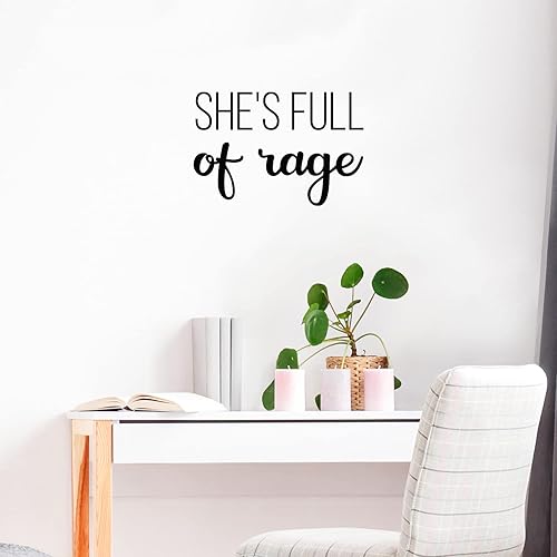 Adhesivo decorativo de vinilo para pared, diseño de She's Full of Rage, 17 x 25 pulgadas, diseño de cita inspiradora de moda para niñas, hogar, disponible en Yaxa Colombia