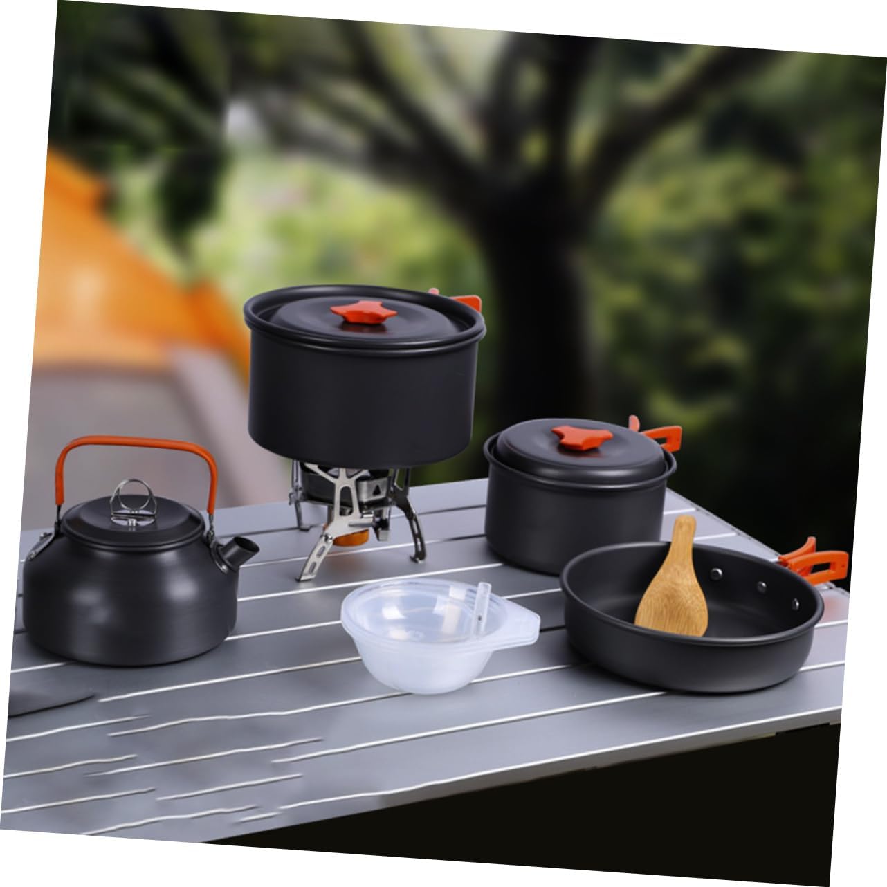 1set Portable Camping Cooking Lightweight Cookware Smooth Base for Outdoor Cooking for Hiking Picnic and Camping Trips