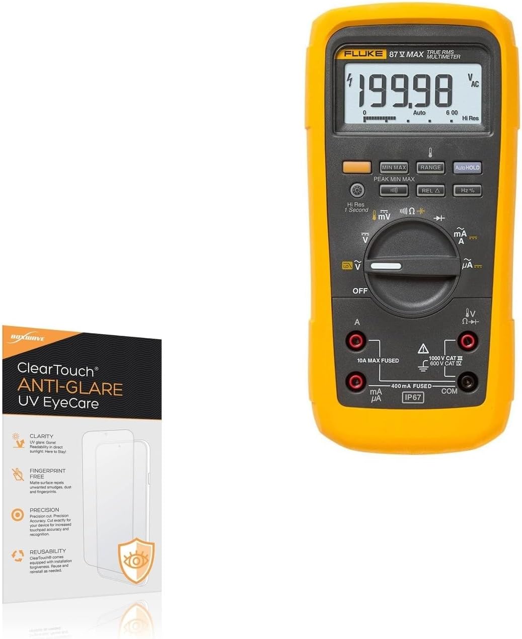 BoxWave Screen Protector Compatible With Fluke Fluke 87V MAX - ClearTouch Anti-Glare Anti-UV EyeCare (2-Pack), Filters out Harmful Blue Light Reduce Fatigue