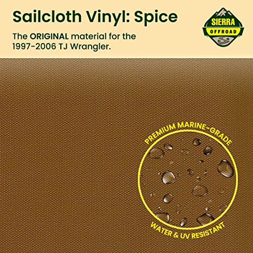 Sierra Offroad Replacement Soft Top, Fits Jeep Wrangler Tj Model 1997-2006, Premium Marine-Grade Denim Vinyl, Factory Quality And Precision Fit, Spice #TOP5