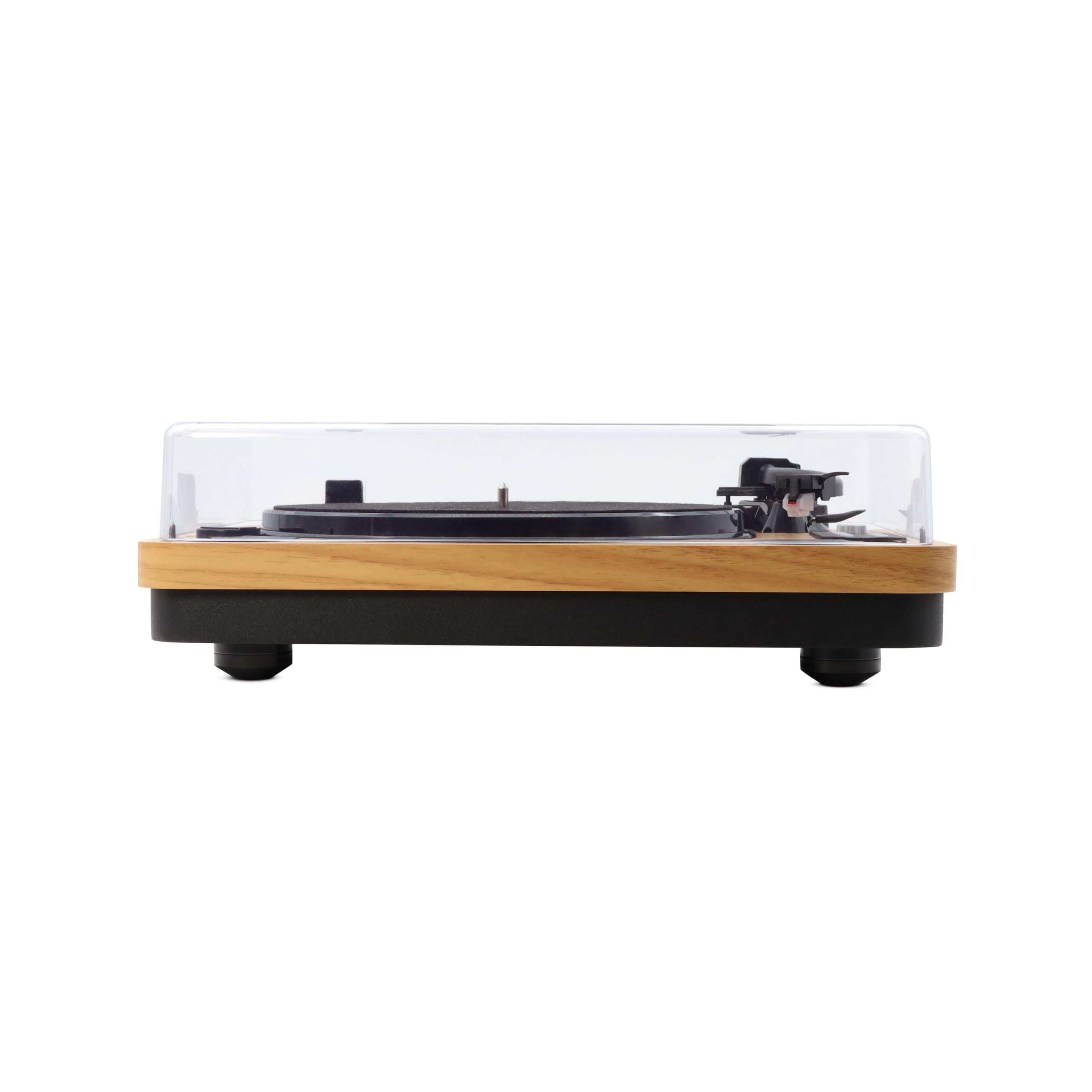 MOOOV 477361 Platine Vinyle Bluetooth avec Couvercle de Protection, Haut-parleurs Intégrés, Tourne Disque avec Enregistrement USB, Compatible 33/45/78 Tours, Sortie RCA, Effet Bois