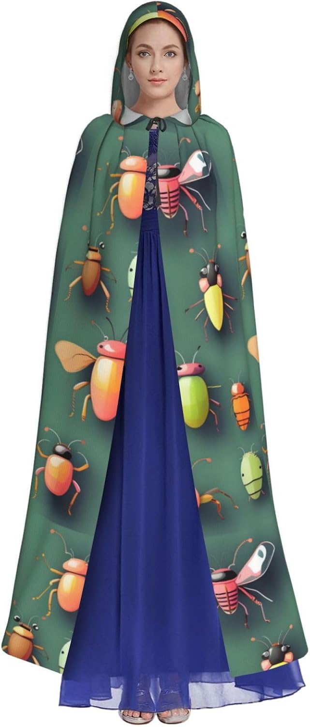 Insect Atlas Men Women Halloween Role Play Party Decoration Hooded Poncho Black