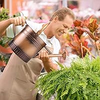 Vista 4 de Regadera de metal de 1 galón con boquilla extraíble, bonita lata de agua de acero galvanizado con diseño en relieve para plantas