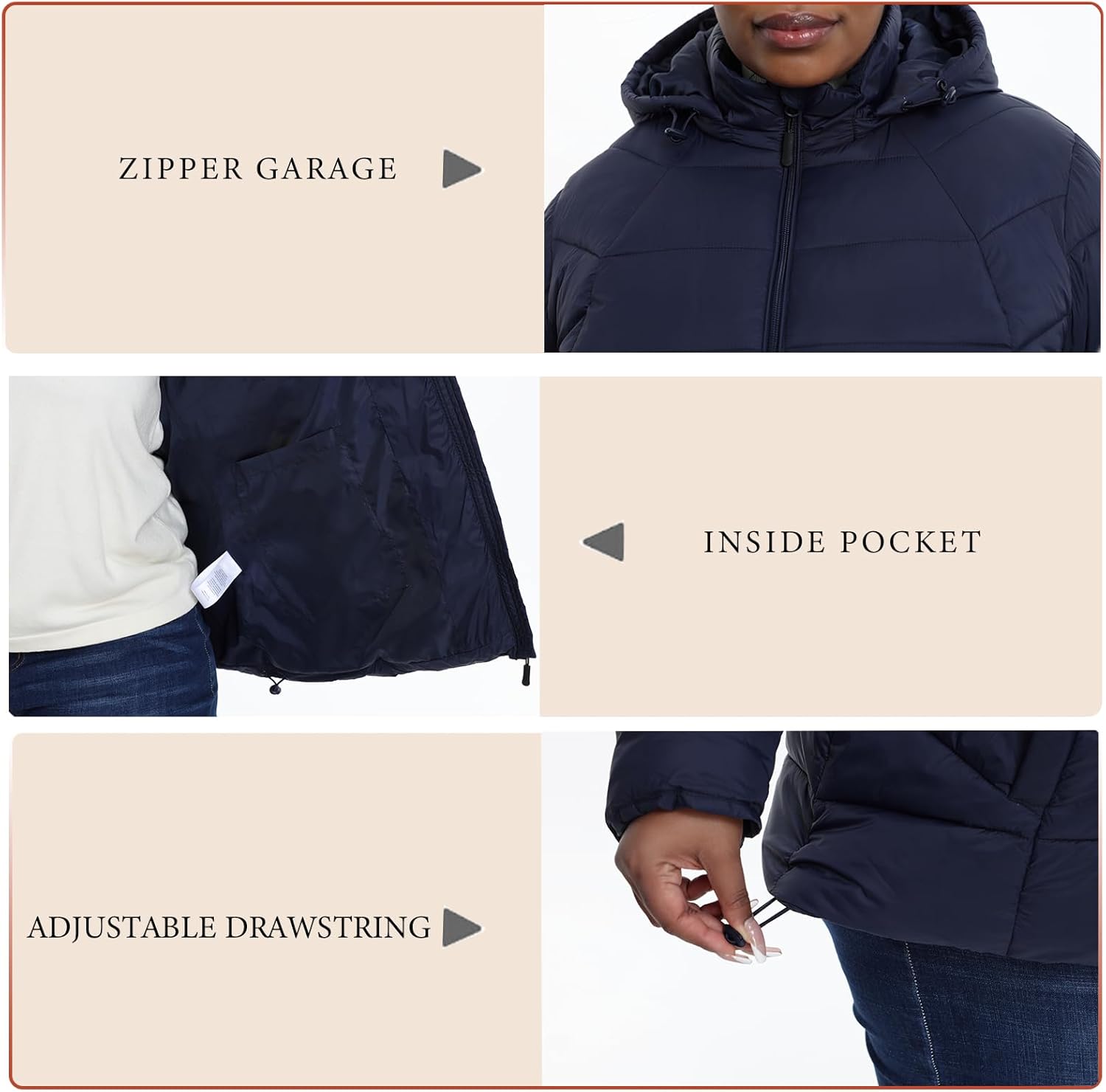 Plus Size Women's Packable Puffer Jacket 1X-6X Water-Resistant Lightweight Winter Coat(Exclusively for Plus Size) - Image 5