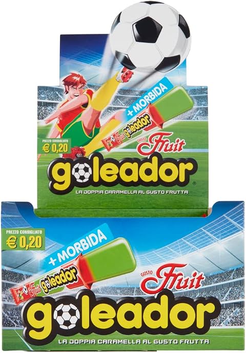 Goleador Fruit, Doppia Caramella Gommosa, Senza Glutine, Gusto Frutta, Ottime da Condividere, Idee Regalo per Compleanni e Feste, Confezione da 200 monopezzi