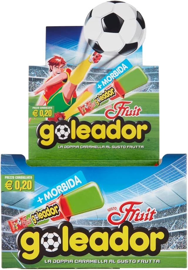 Goleador Fruit, Doppia Caramella Gommosa, Senza Glutine, Gusto Frutta, Ottime da Condividere, Idee Regalo per Compleanni e Feste, Confezione da 200 monopezzi
