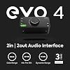 Audient EVO4, EVO 4 USB ses arabirimi ses kartı müzik üretimi için (2 in / 2 out USB ses arayüzü, 48 Volt Phantom besleme, 2 mikrofon preamp, loopback,Windows/Mac/iOS), Siyah