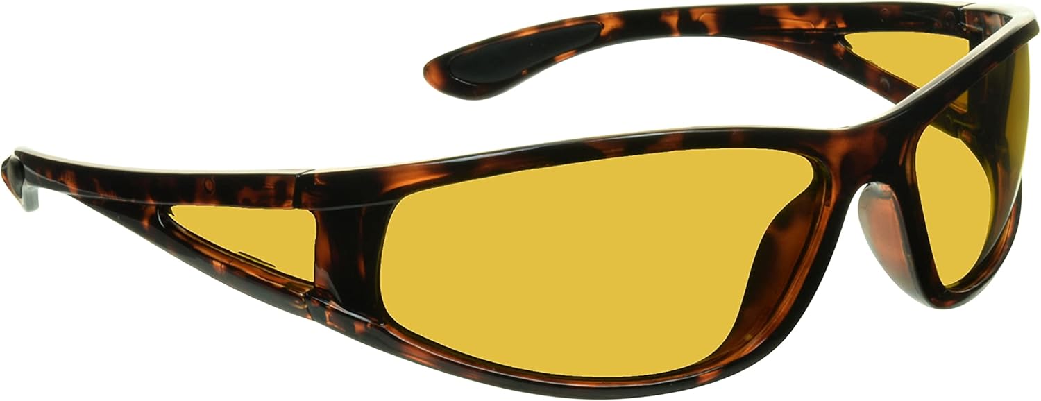 proSPORT Polarized Yellow Lens Sport Metal Aviator Wrap Sunglasses Low Light Driving for Cycling Tennis Golf Archery Shooting