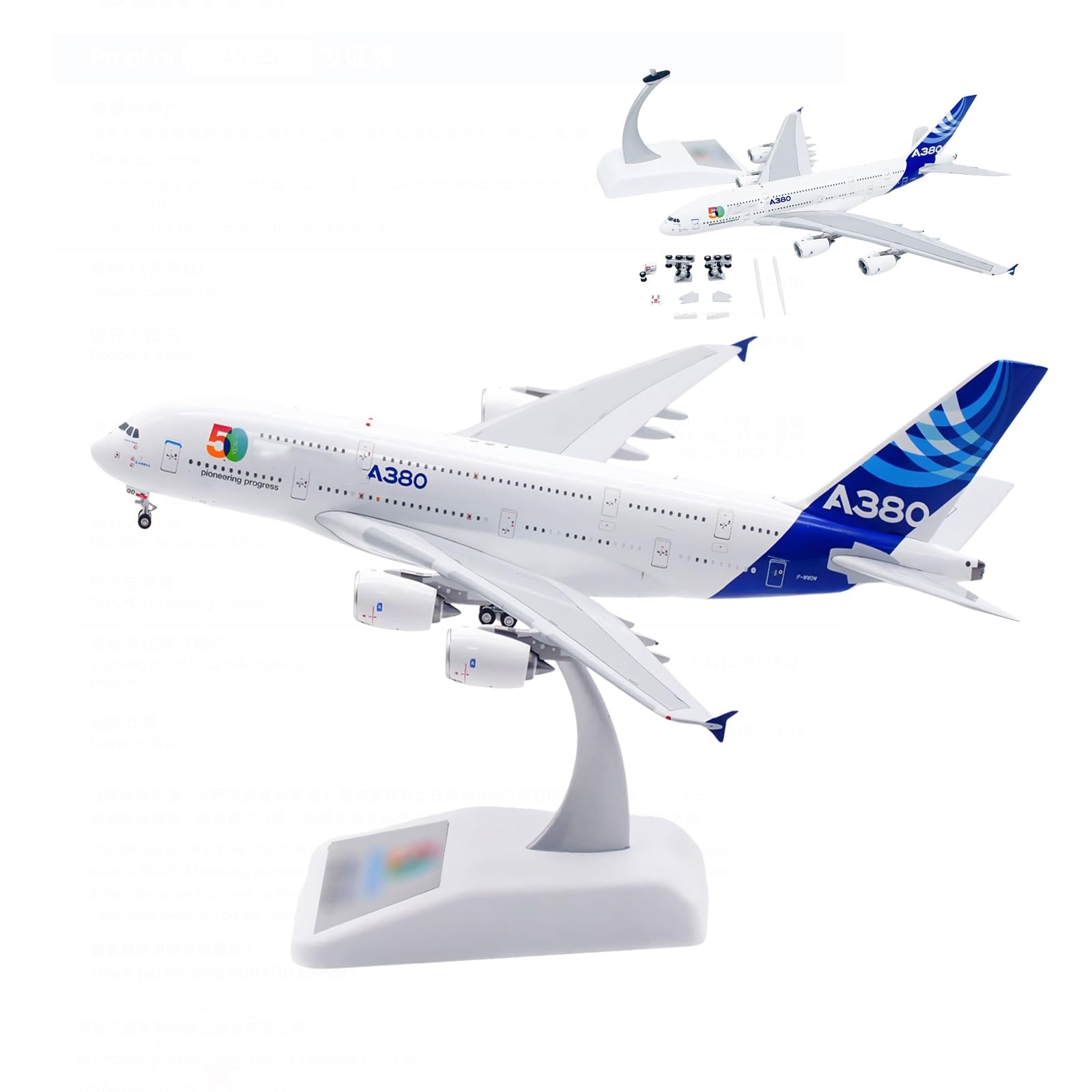 Modello esposizione metallo solido pressofuso lega A380-800 scala 1/400 con supporto Segni realistici Regalo collezione for l'aviazione Perfetto decorazione desktop for l'insegnamento