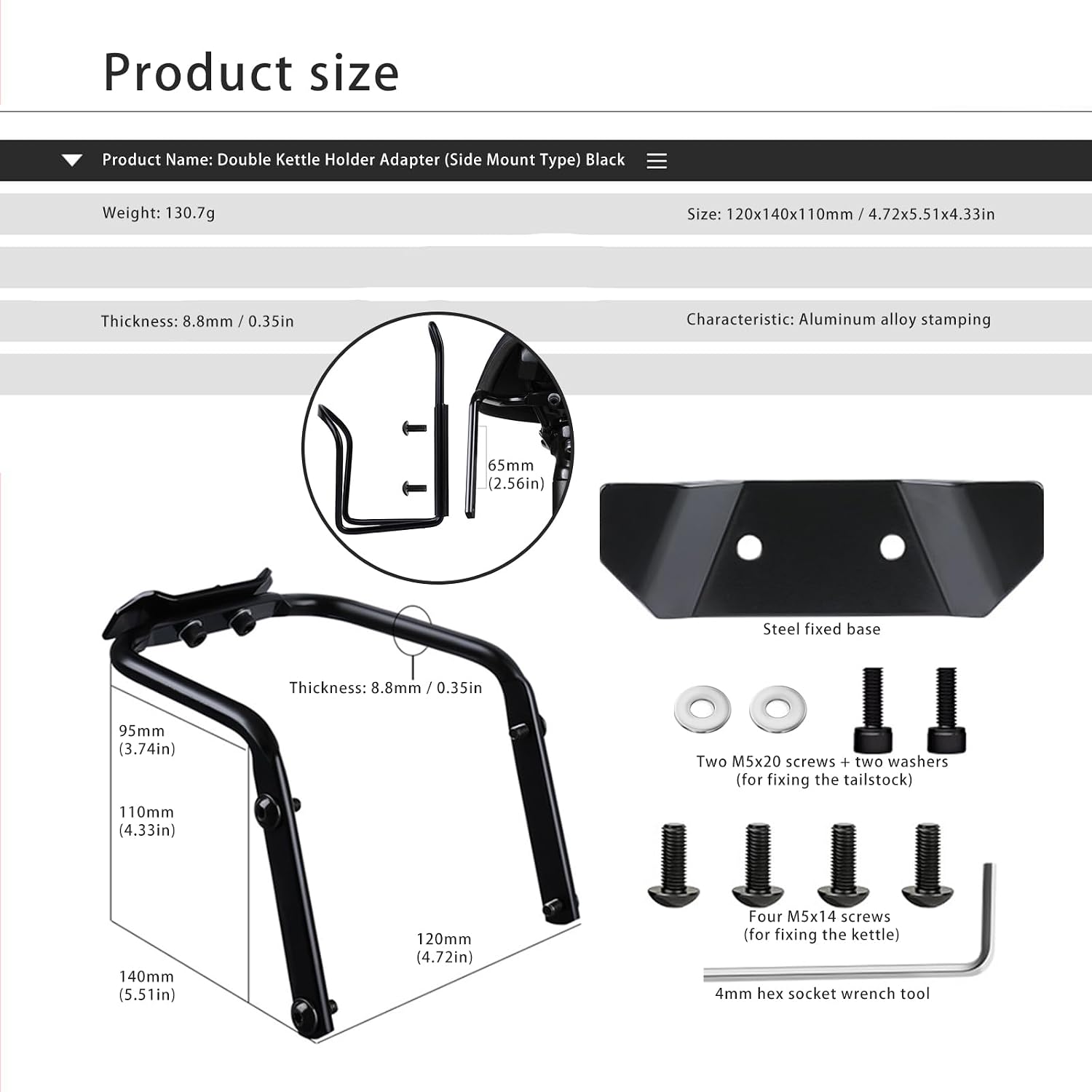 Bikepacking Saddles Bag Stabilizer Aluminum Alloy Mountain Bike Seat Tail Pack Anti-Sway Bracket Water Bottle Cage Extension Mount Adapter 1Set