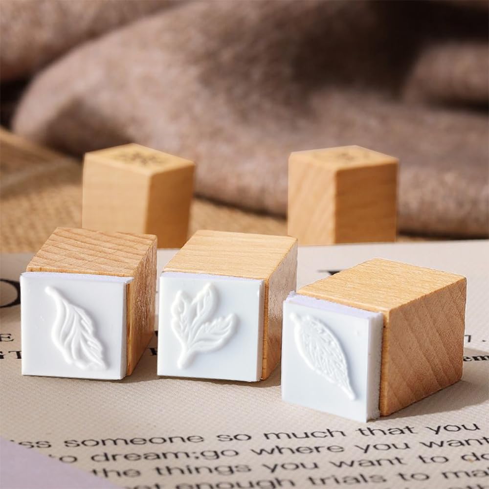 22 Timbri Fiori E Foglie In Legno - Per Scrapbooking, Argilla, Cartoline