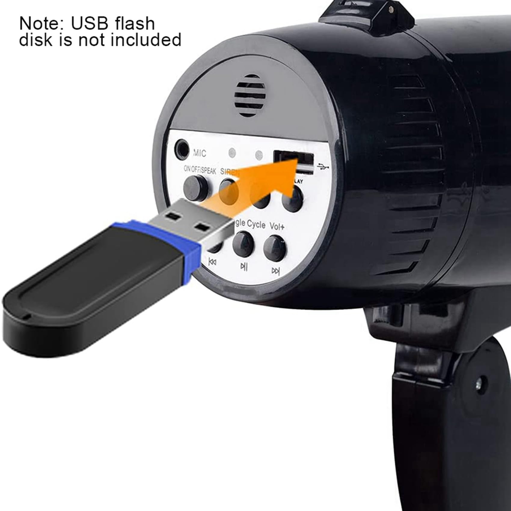 2 altoparlanti Megafono portatile da 35 W con microfono portatile rimovibile, sirena interna (nero)