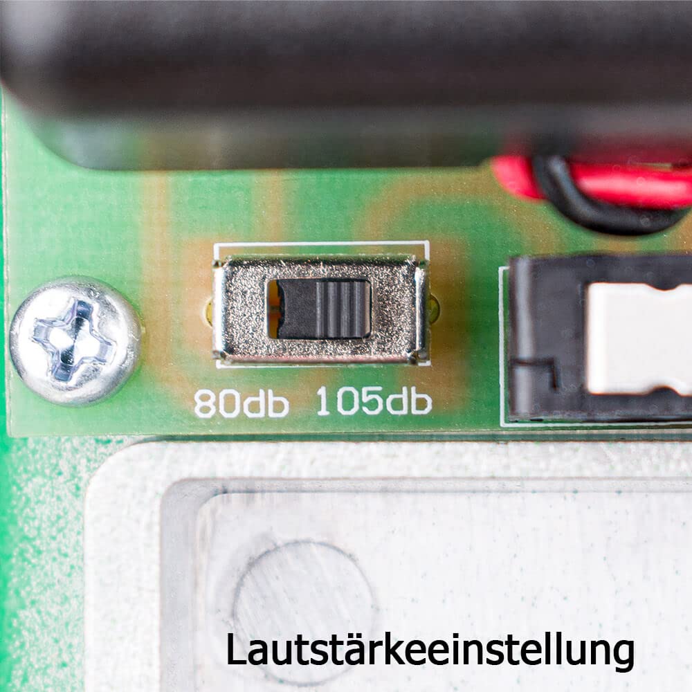 Türwächter ABUS Zylinderschloss gleichschließend, 80 dB/105 dB, grün aus Aluminium, Art.-Nr. 38096 | Türwächter Notausgang | Fluchttürwächter | Türwächter Alarm