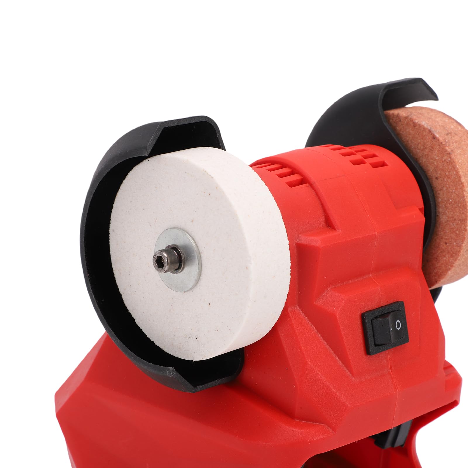 Asixxsix Mini Amoladora de Banco, Lijadora Pulidora Inalámbrica con Batería de 5500 RPM y 18 V con Ruedas de Corindón Fino y Grueso Cubierta Protectora de Metal para Eliminar óxid
