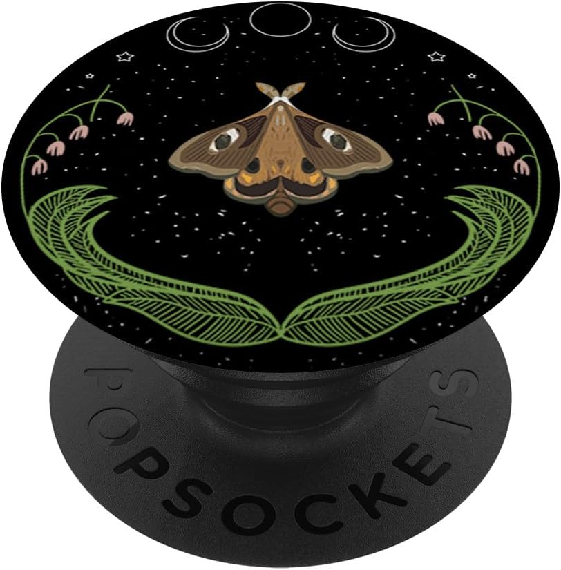 Space Moth Moon Phases Galaxy Animal Insect Minimal Art Gift PopSockets PopWallet for MagSafe