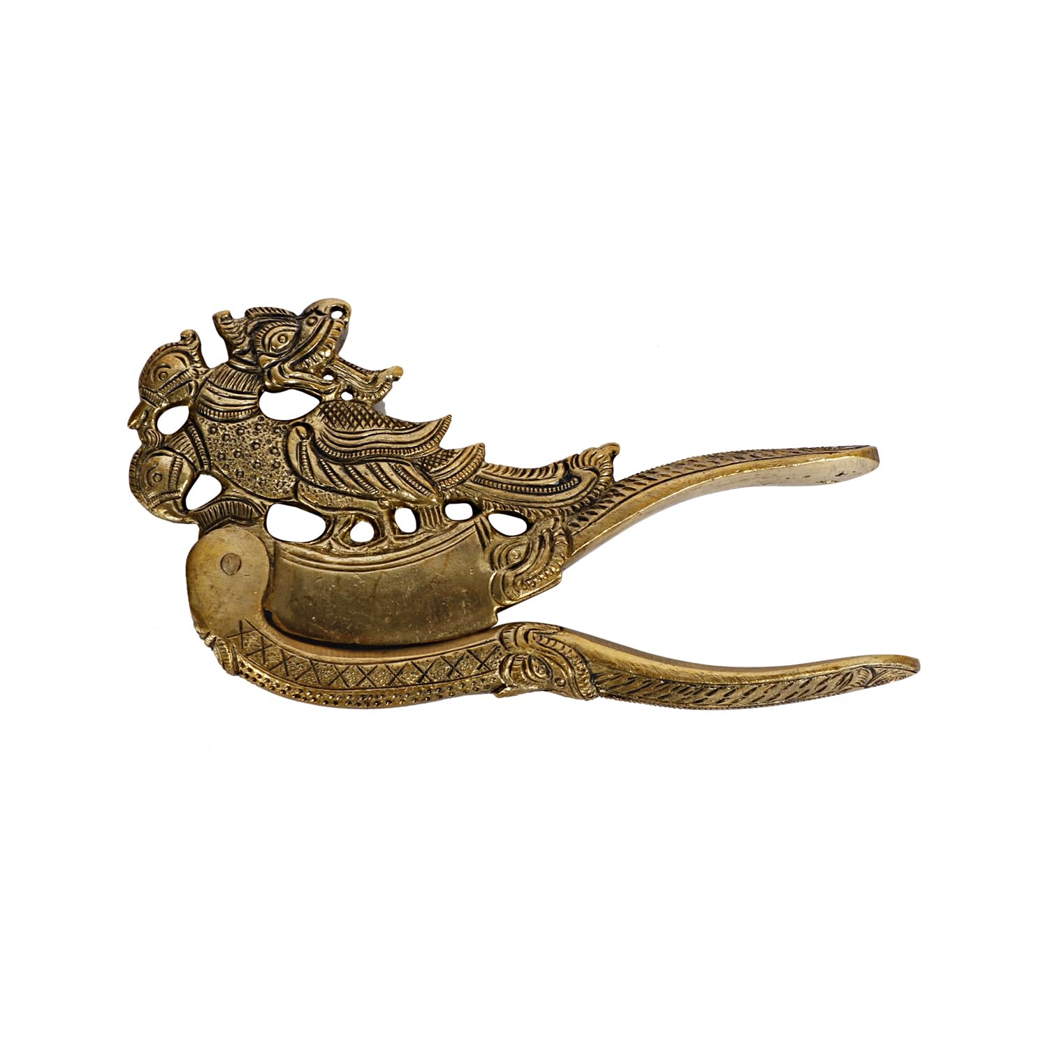 Kartique Brass Peacock Nut Cracker Sarota for Home Decor in Gold Color Length 5.5 Inch 4