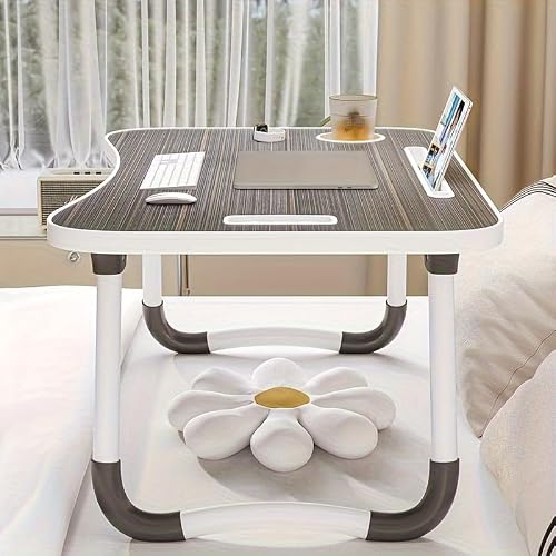Portable Foldable Laptop Bed Table with 3 Port USB, Storage Drawer and Cup Holder, Laptop Desk Stand Tray for Eating, Reading and Working (Black) - Thumbnail 5