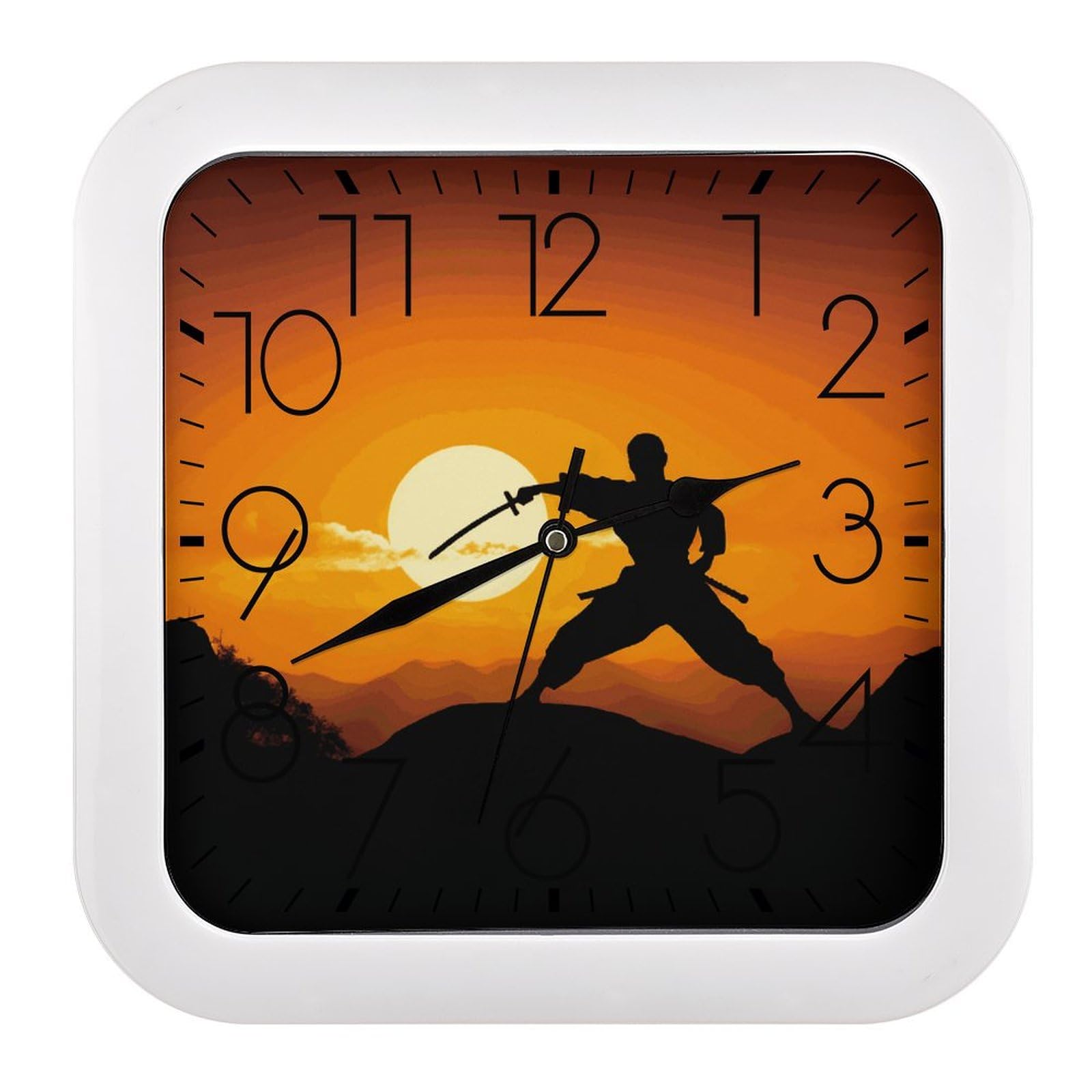 Horloge murale karaté vintage rétro silencieuse pour salon