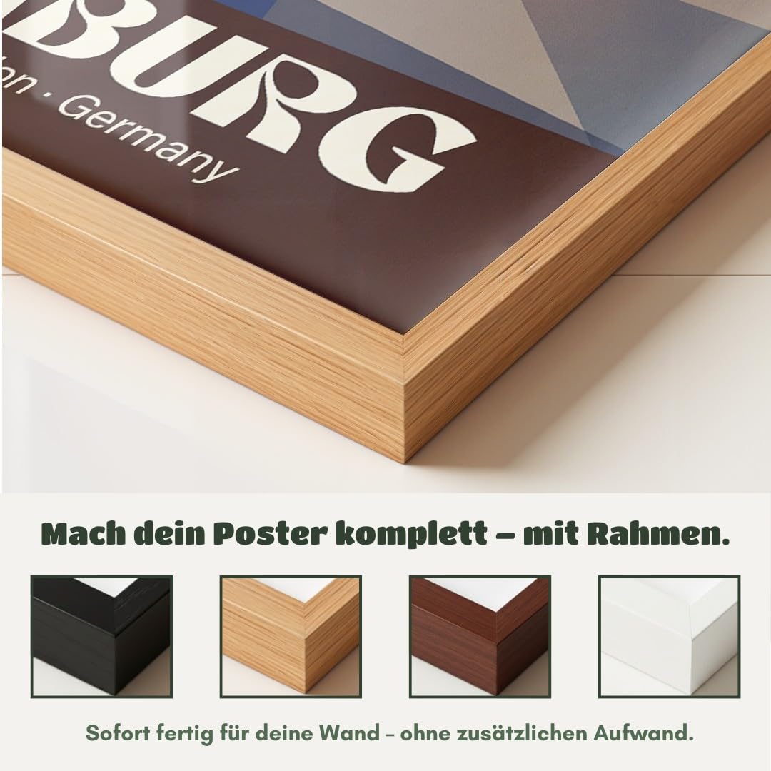 MJ-GRAPHICS® Hamburg Volksparkstadion Poster Fussball A2 mit beigem Rahmen