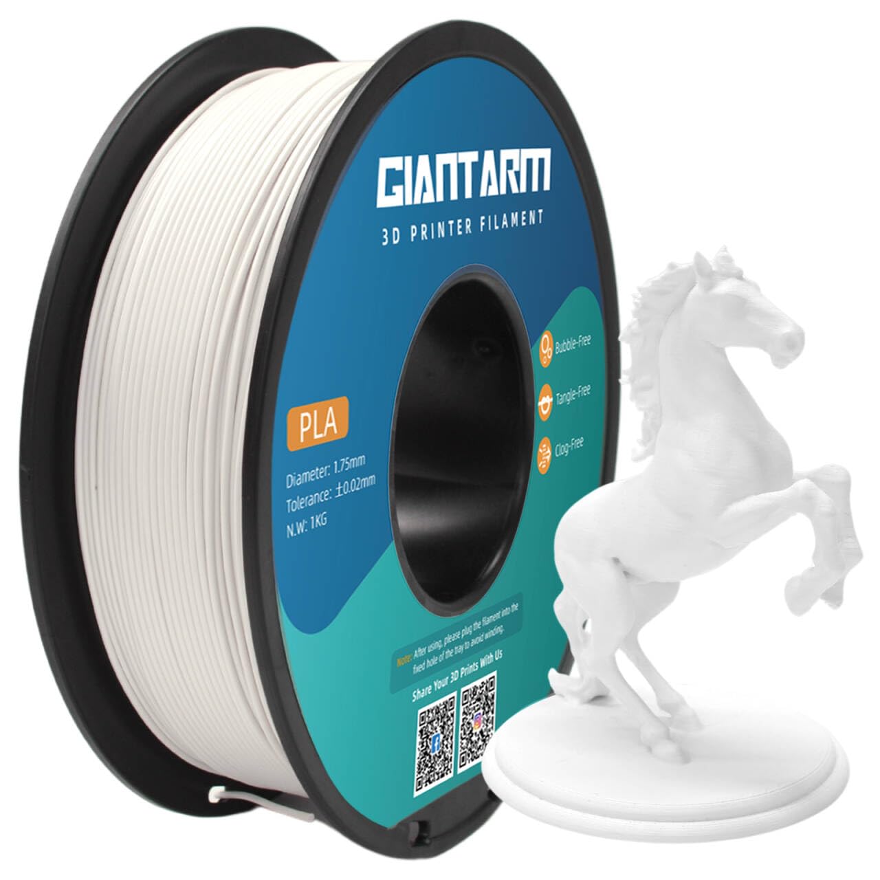GIANTARM PLA Filament 1.75mm Warmweiß, 3D Drucker Filament PLA, MaBgenauigkeit +/- 0,02mm, 1kg Spule (2.2 LBS) 3D Druck Filament für 3D Drucker, Warmweiß
