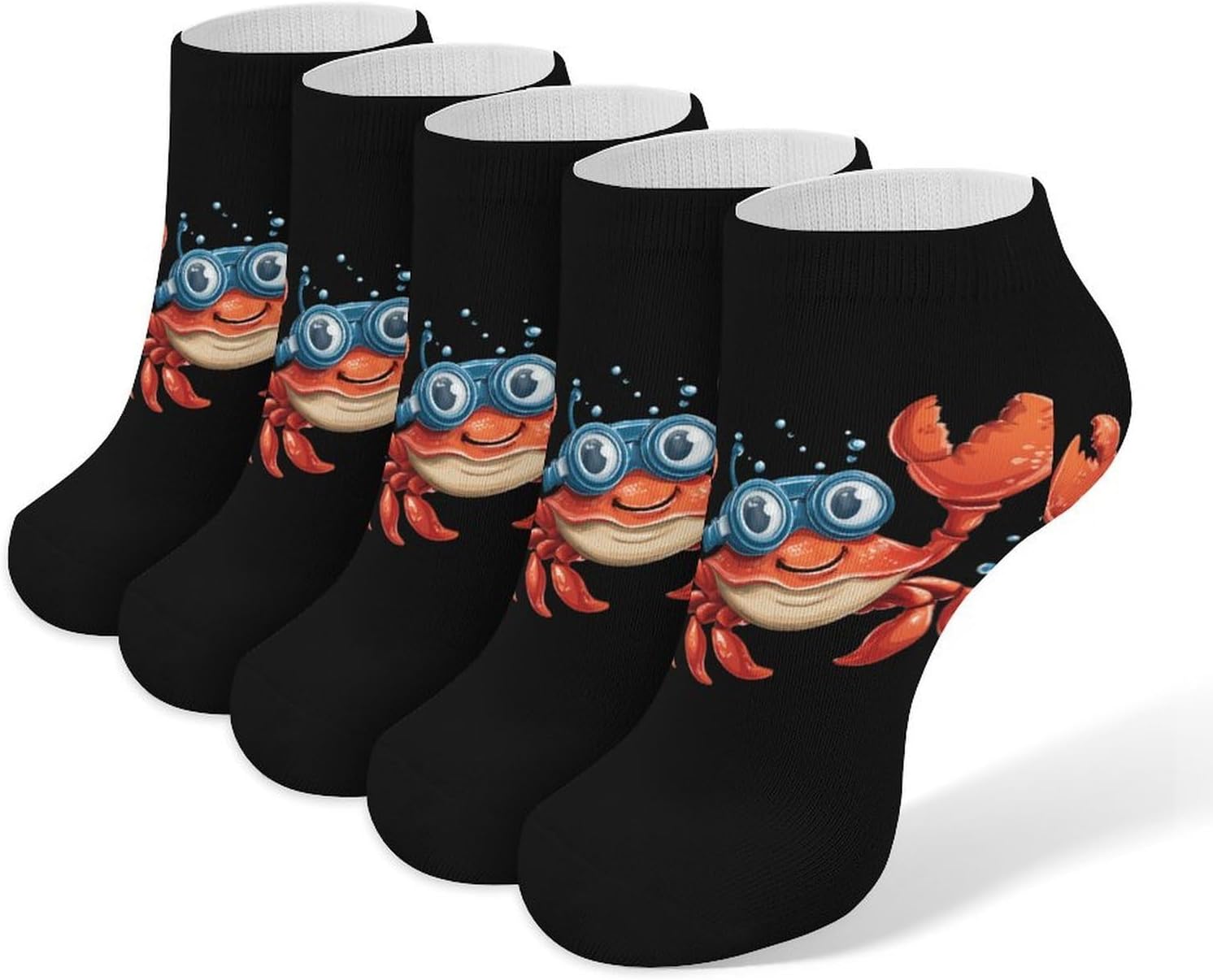 Funny Crab Socks for Men Women 5 Pairs Ankle Socks