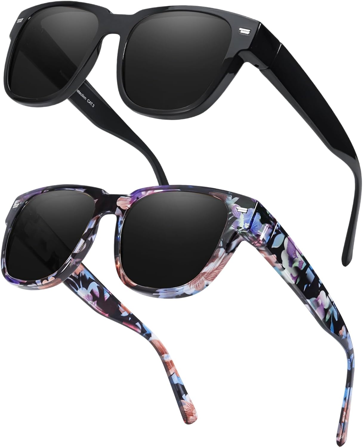 FIMILU 2PCS Polarized Sunglasses Fit Over Glasses for Women, Square Sunglasses for Driving & Outdoor UV400 Protection