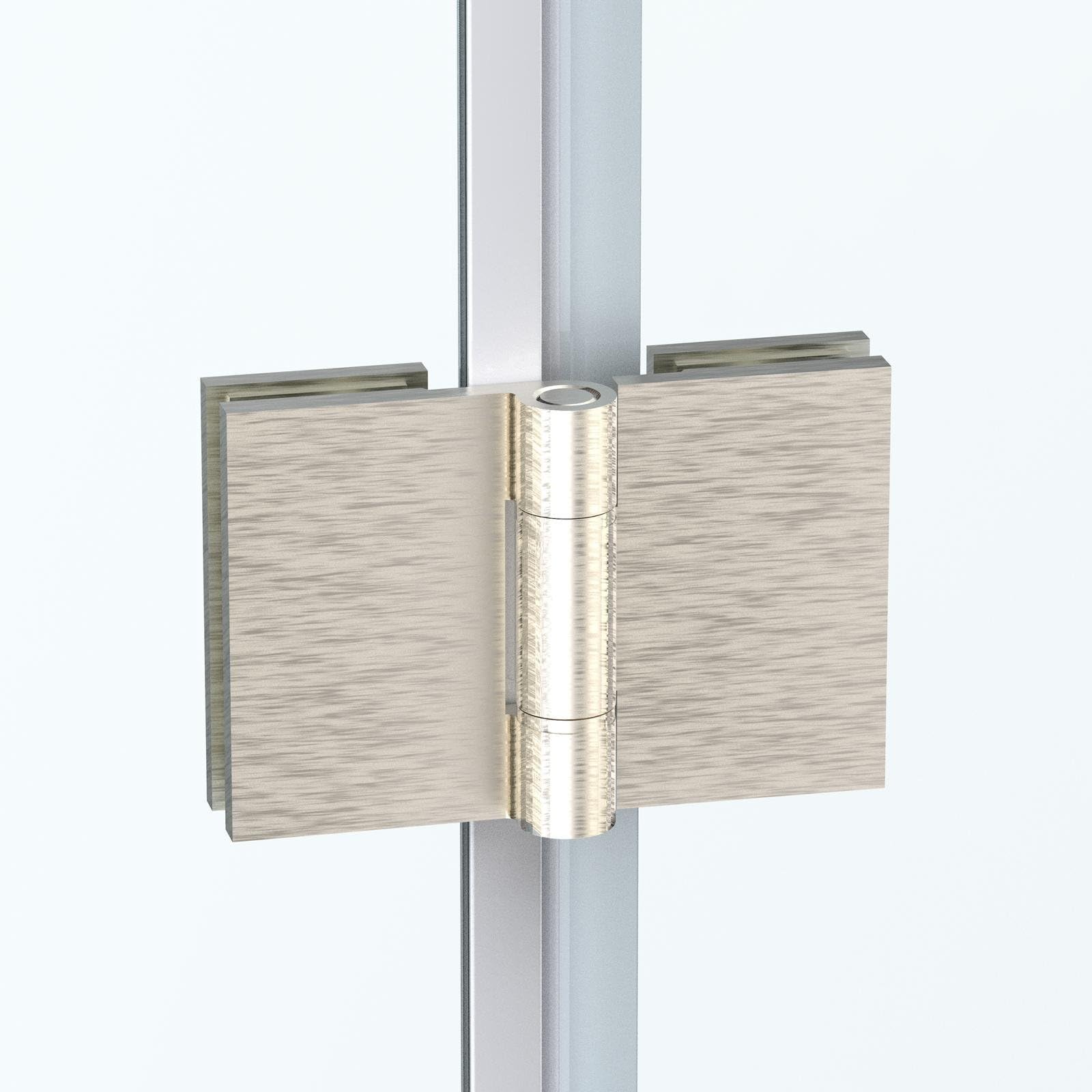 Box doccia nicchia 180 cm porta DUE BATTENTI SOFFIETTO H200 cm cristallo 6mm profilo SATINATO DINO