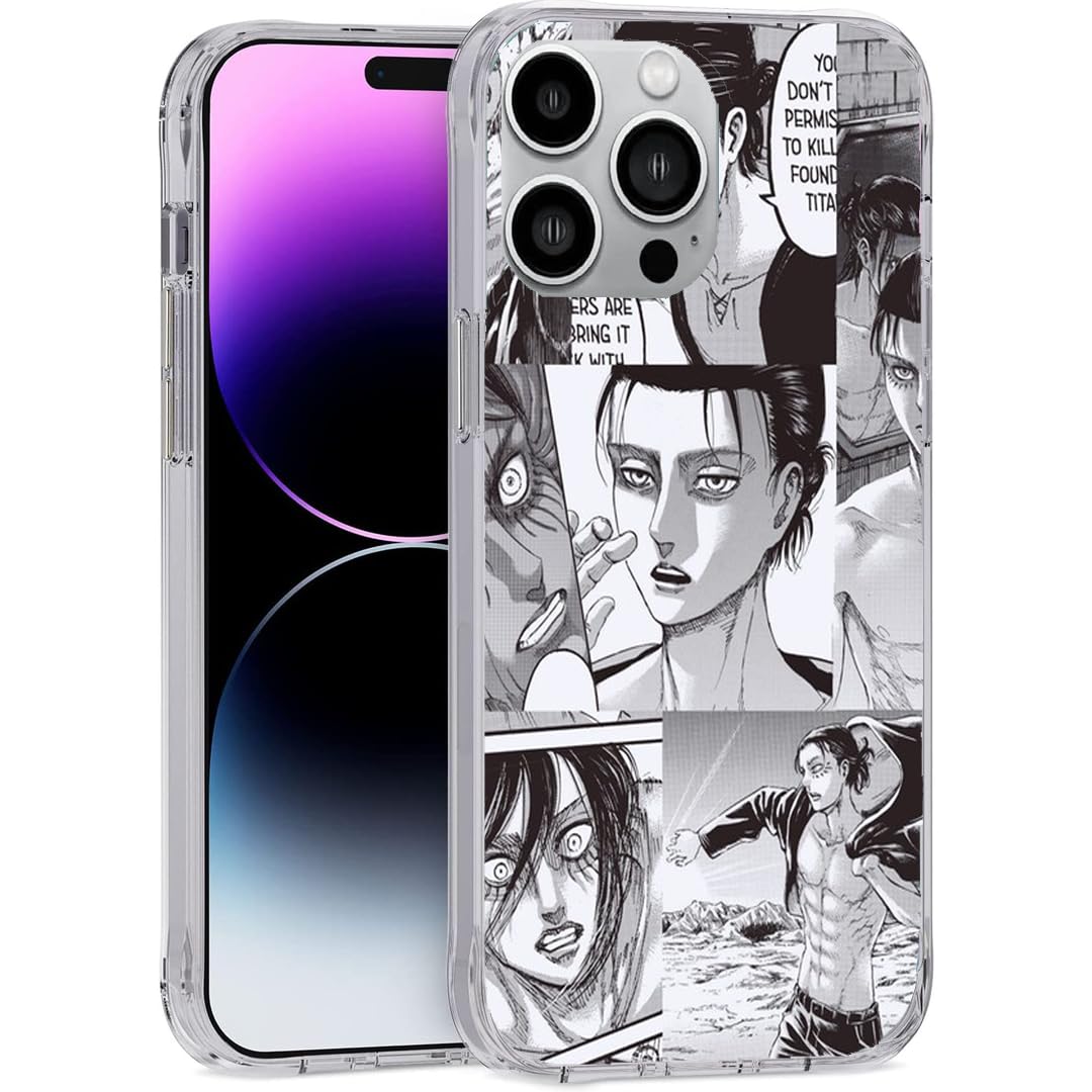 Phone case Attack Eren Yeager Titan Compatible with iPhone 15 Pro Max Shock Absorption Anti Transparent Bumper Cover Scratch Clear