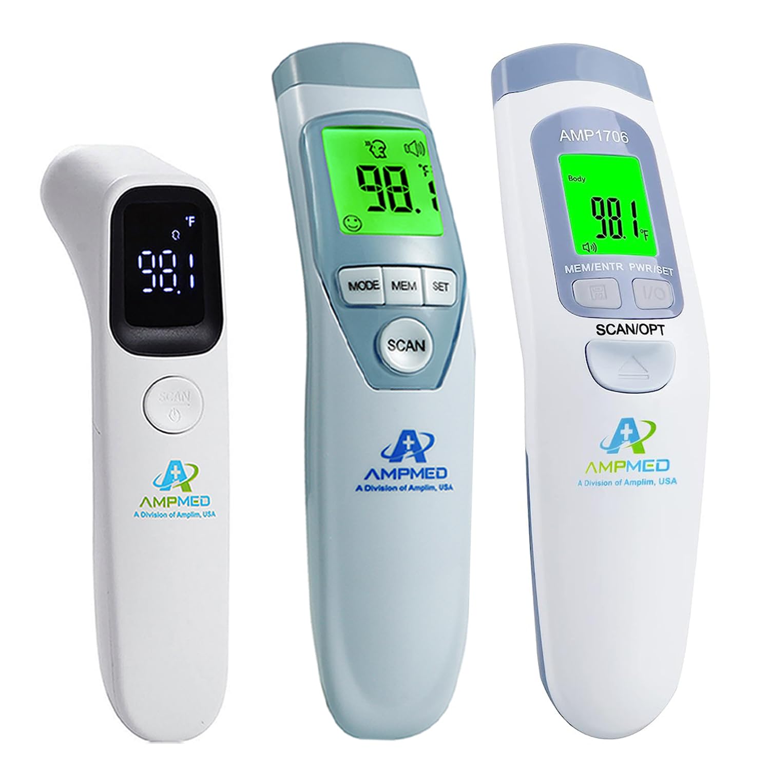Amplim Non-Contact Touchless Infrared Digital Forehead Thermometer Bundle for Adults and Babies