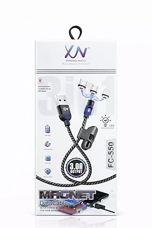 ar XN 3 in 1 Magnetic Cable | Fast Charging & Data Transfer Cable | Durable Micro USB Charging Cable for Mobile, Tablet & Devices