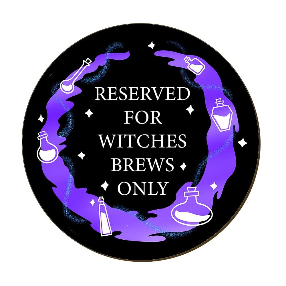 Grindstore Black Reserved For Witches Brews Only Drink Coaster 9.2X9.2 Centimeters