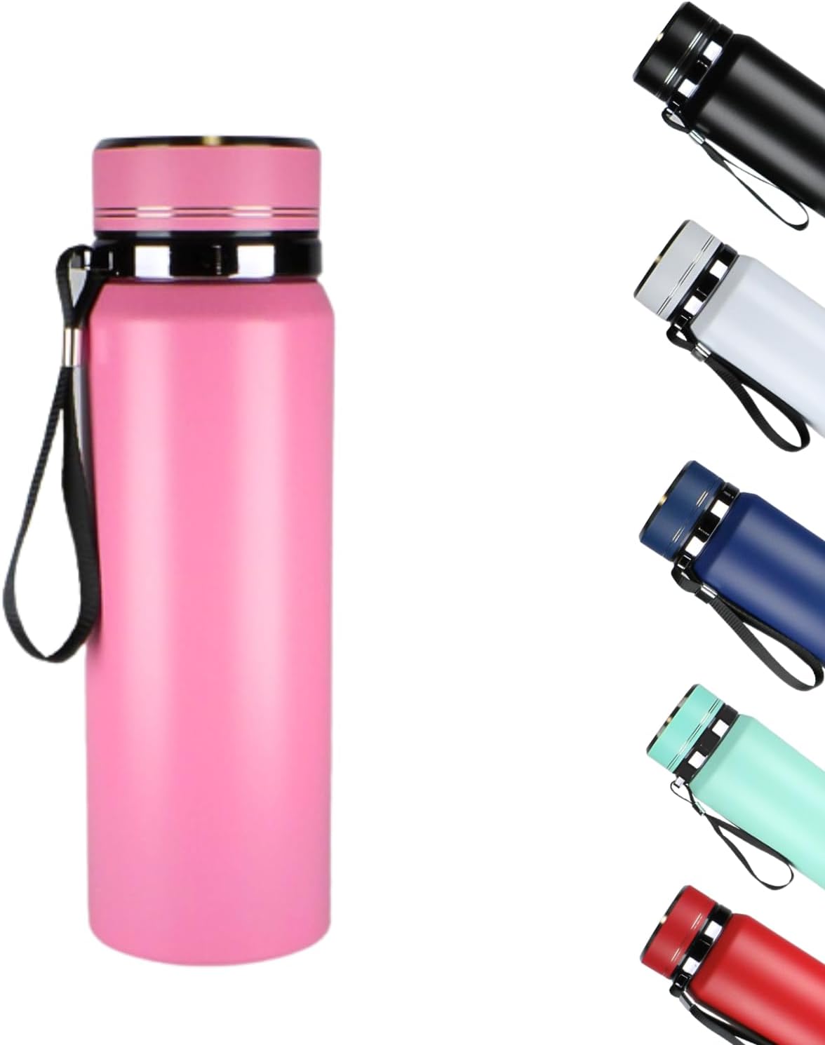 Endure – 28oz Leak Proof Coffee Bottle – Vacuum Sealed Metal Water Bottles For Hot and Cold, Large Capacity, Durable Design With Nylon Strap For Traveling Coffee Mug (Pink)