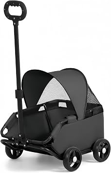 Dog Stroller, Small, Pet Buggy, 360  Rotation Lever, Foldable, 4 Wheels, Ultra Lightweight, Compatible with Multiple Heads, Sealed Type, Outdoor, Car Use, Compact Storage, For Small and Medium