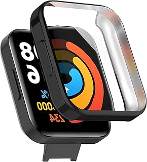 ذهيكل شامل للساعات الذكية من مصنوع من البولي يوريثين المقاوم للحرارة متوافق مع ساعة ريدمي ووتش 2 لايت، اكسسوارات الساعات، سيليكون، أسود