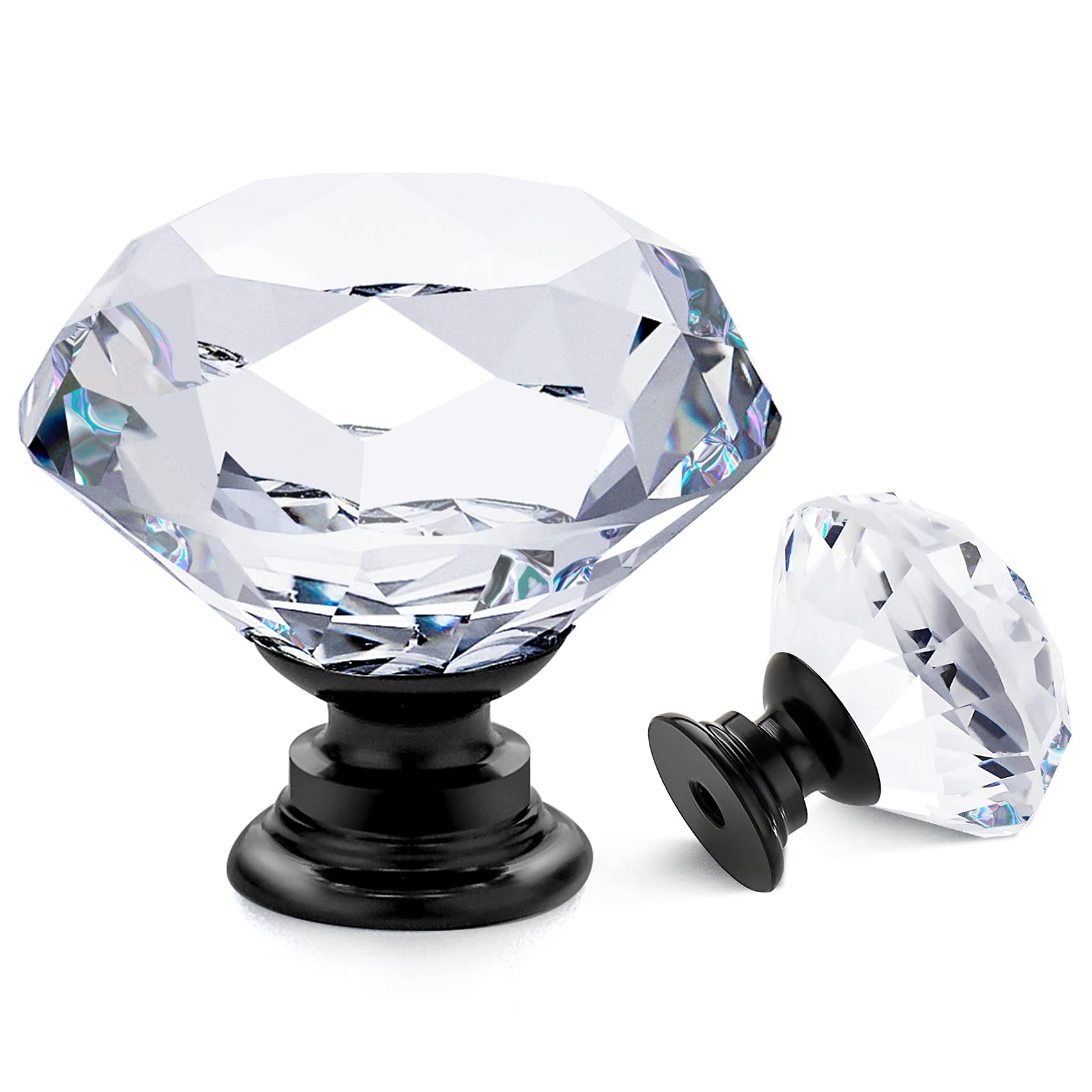 black crystal dresser knobs Unique Bargains Diamond Shaped Glass Drawer Handle Cabinet 10 Pcs Its proportions make it a practical choice for kitchen cabinets Ravinte 20 Pack Crystal Knobs