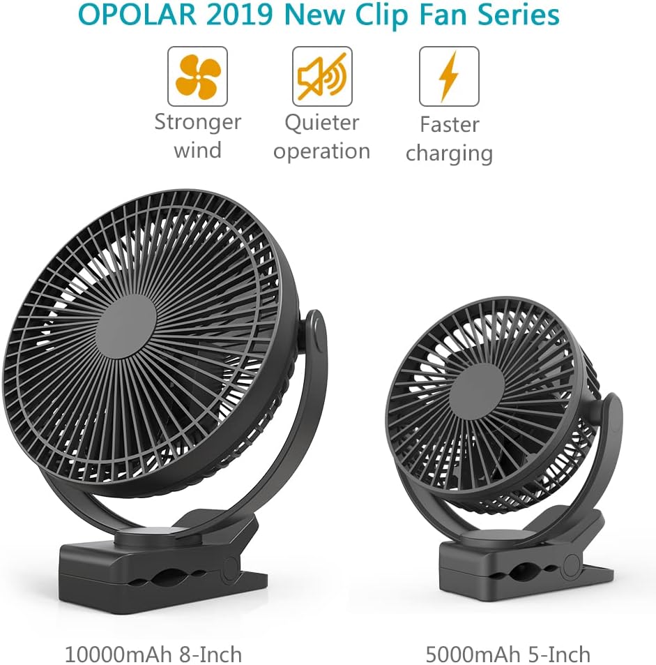 Battery Operated Clip On Fan 5000mah, Quiet And Strong Airflow Rechargeable USB Desk Fan, Clamp Personal Fan For Golf Cart, Camping, Outdoor, Home