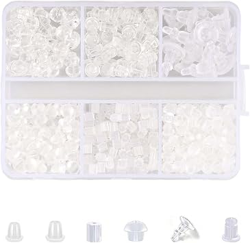 495Pcs Silicone Earring Backs, Hypoallergenic 6-Style Set with Plastic Case
