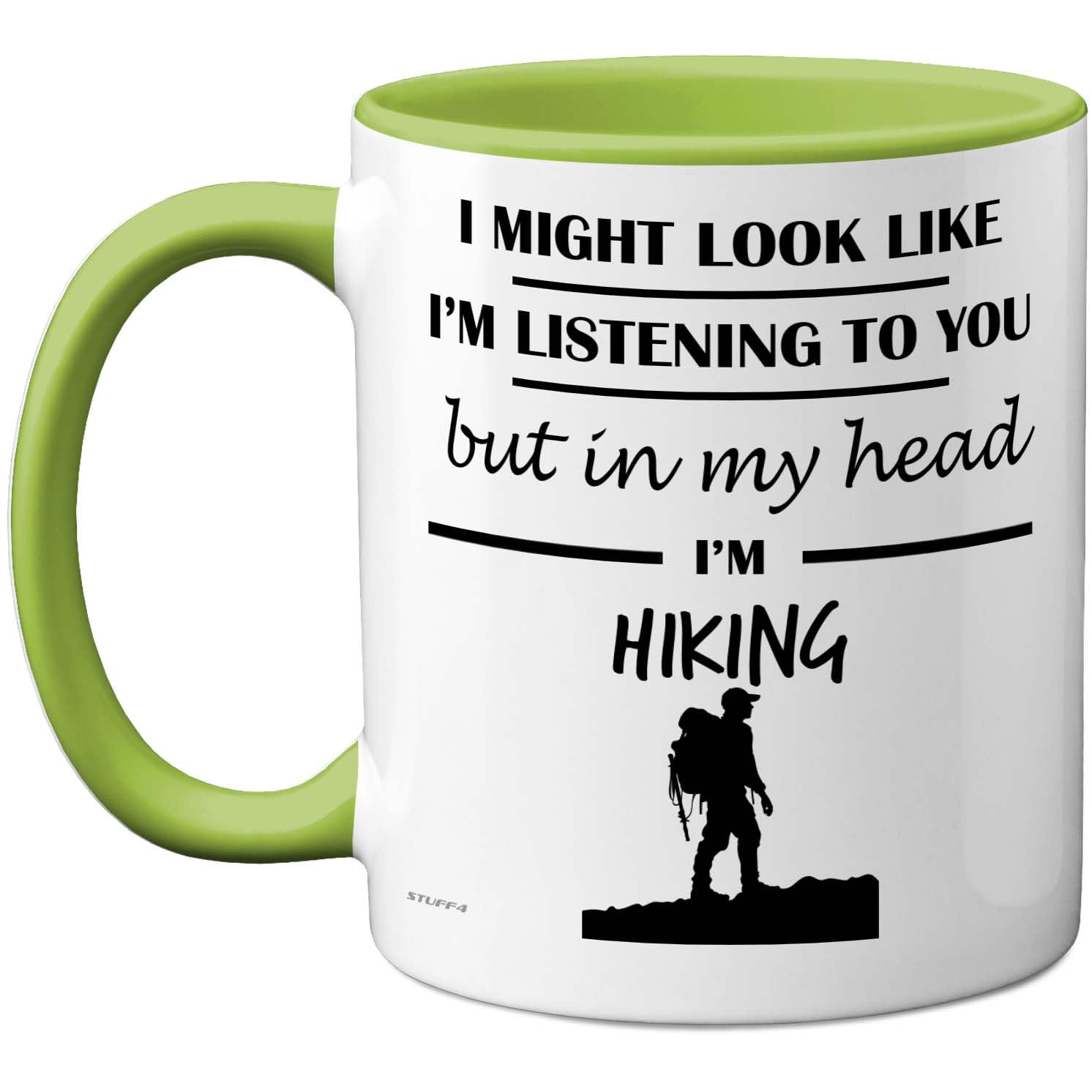 Stuff4 Hiking, in My Head Mug Green Handle