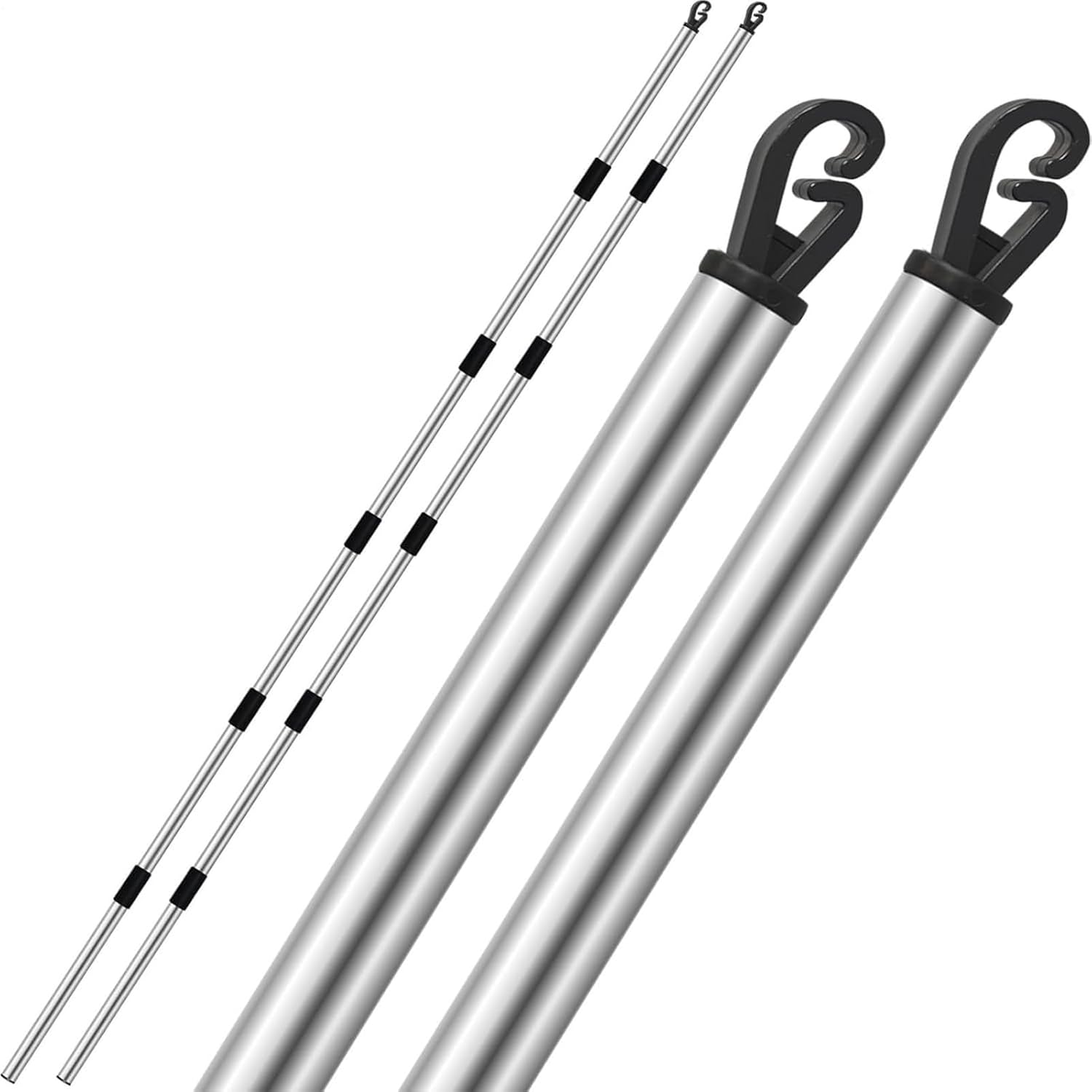 Retractable Clothesline Prop- 220cm Stainless Steel Nylon | 7.2Ft Detachable Rod with 32.8Ft Rope and 20 Clips, Outdoor Laundry Drying Support for Garden Patio Camping Home