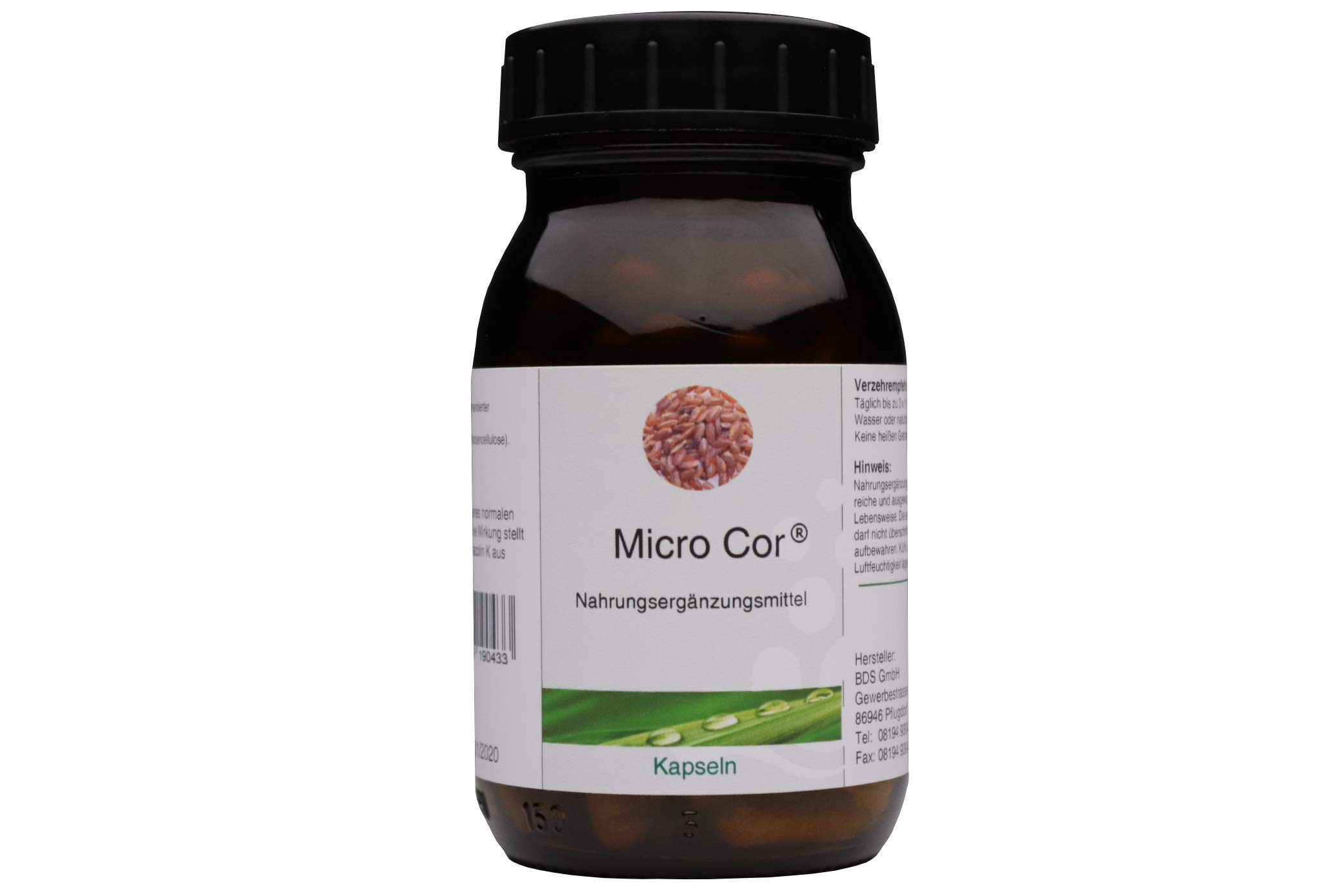 Micro Cor - roter Reis, schwarzer Knoblauch, L-Arginin - 100 Kapseln - Vegan -Von Microflorana