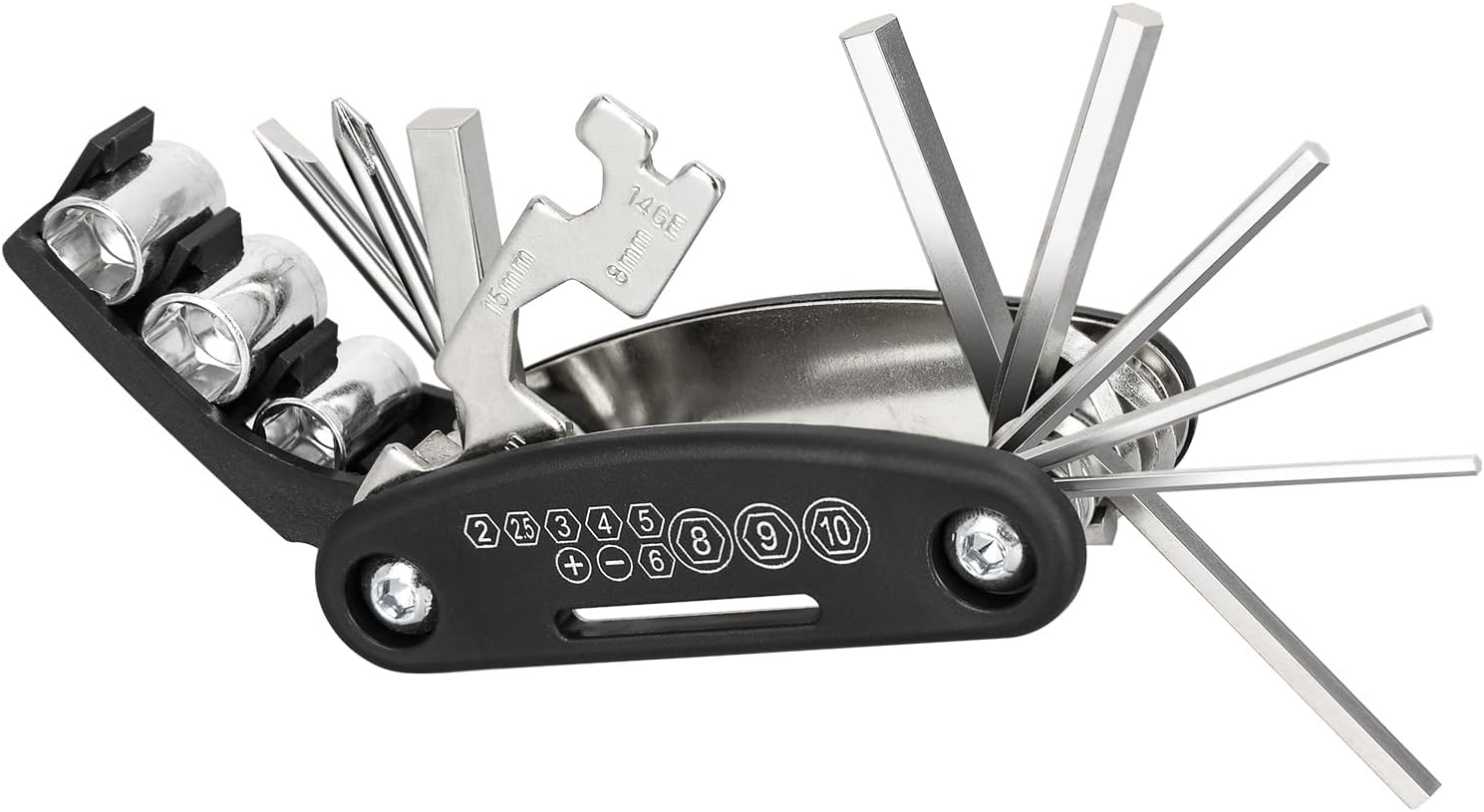 PXZBLG 16-in-1 Bike Multitool Repair Kit - Compact Tools for Mountain & Road Bike Fixes