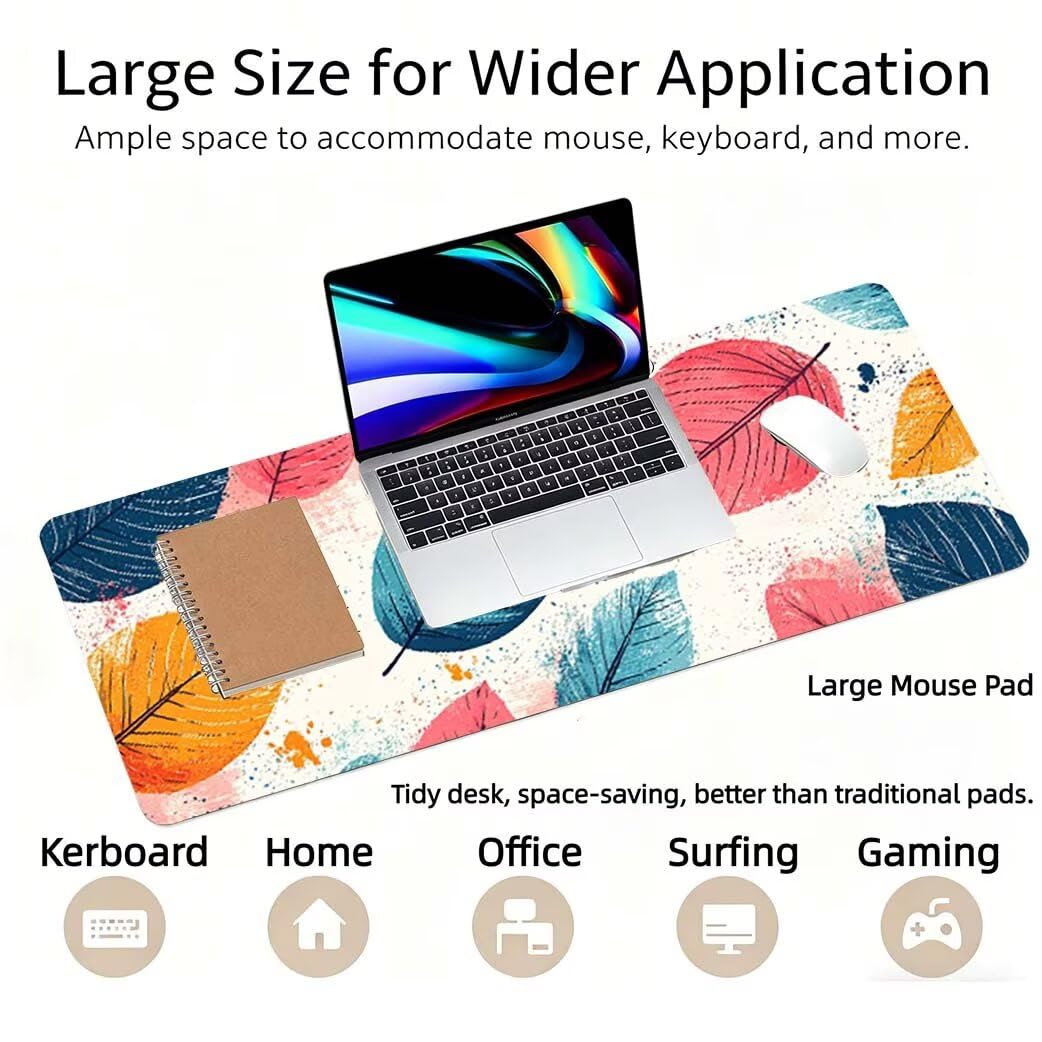 Lpfieonn Einfach Großes Schreibtischunterlage, XXL Schreibtischunterlagen, Weiß XXL Wasserdicht Gaming Mousepad mit Vernähter Rand und Rutschfeste Gummibasis, für Laptop/Hause/Büro 120x60cm PF-2243