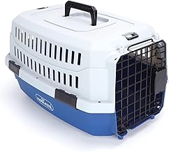 Nobleza - Transportin Gato Perro Mediano, Transportin para Gatos Perro Portátil y Transpirable, Mascotas Perros Gatos Accesorios, Transportín de Plástico, 58x38.7x33 CM, Azul & Gris