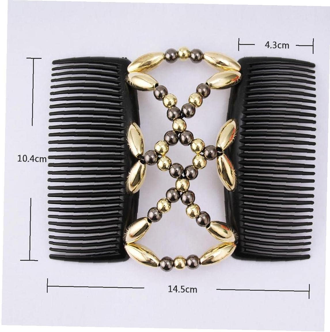 Froiny Beads Hair Clip Magic Elastic Hair Combs Clips Stretchy Hair Comb Double Clips for Women Hair Styling Accessory : Beauty & Personal Care