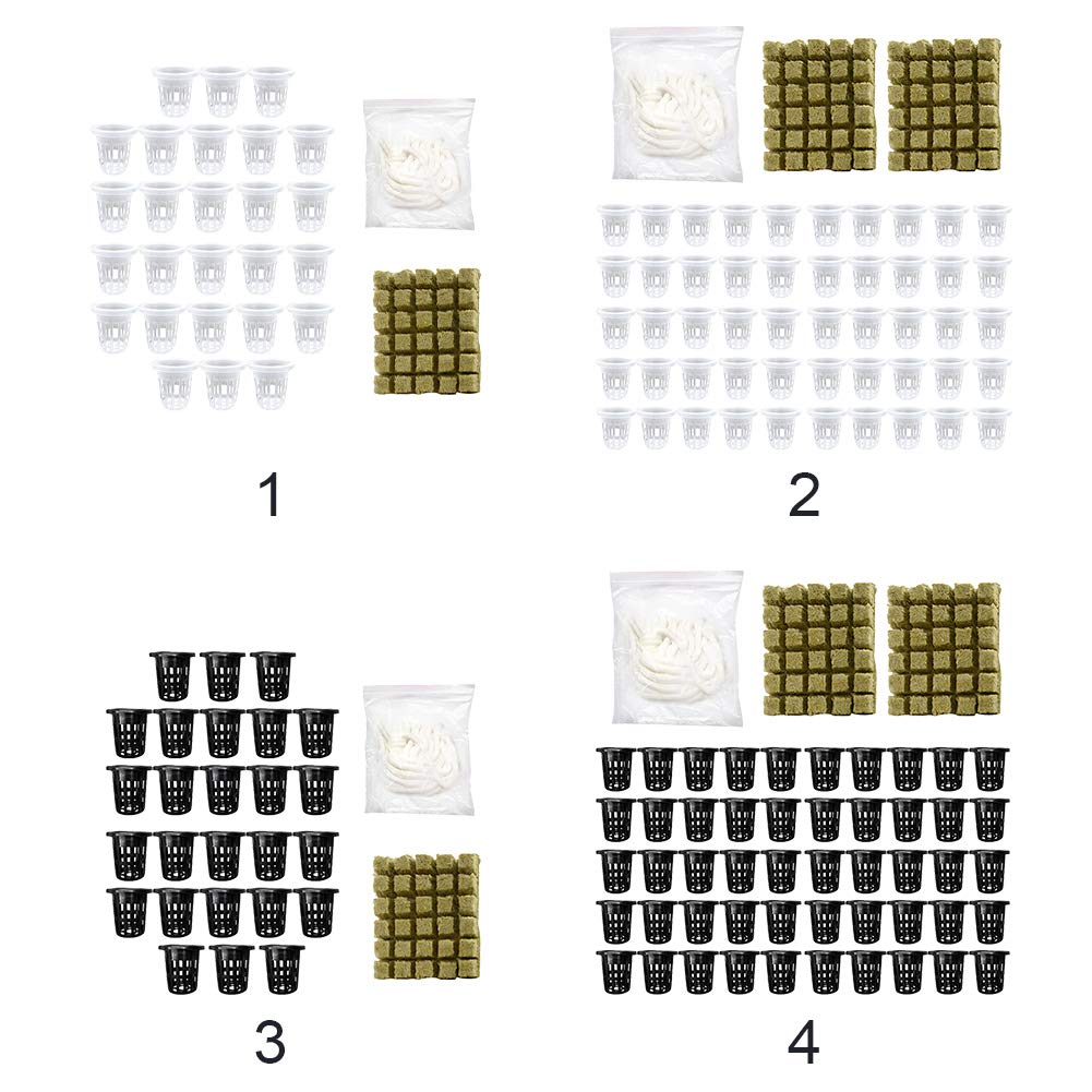 Kostki do uprawy roślin z wełny， Akcesoria do szkółek oddychające Zestaw hydroponiczny DIY kubki szczelinowe Roślina(Black 50pcs)