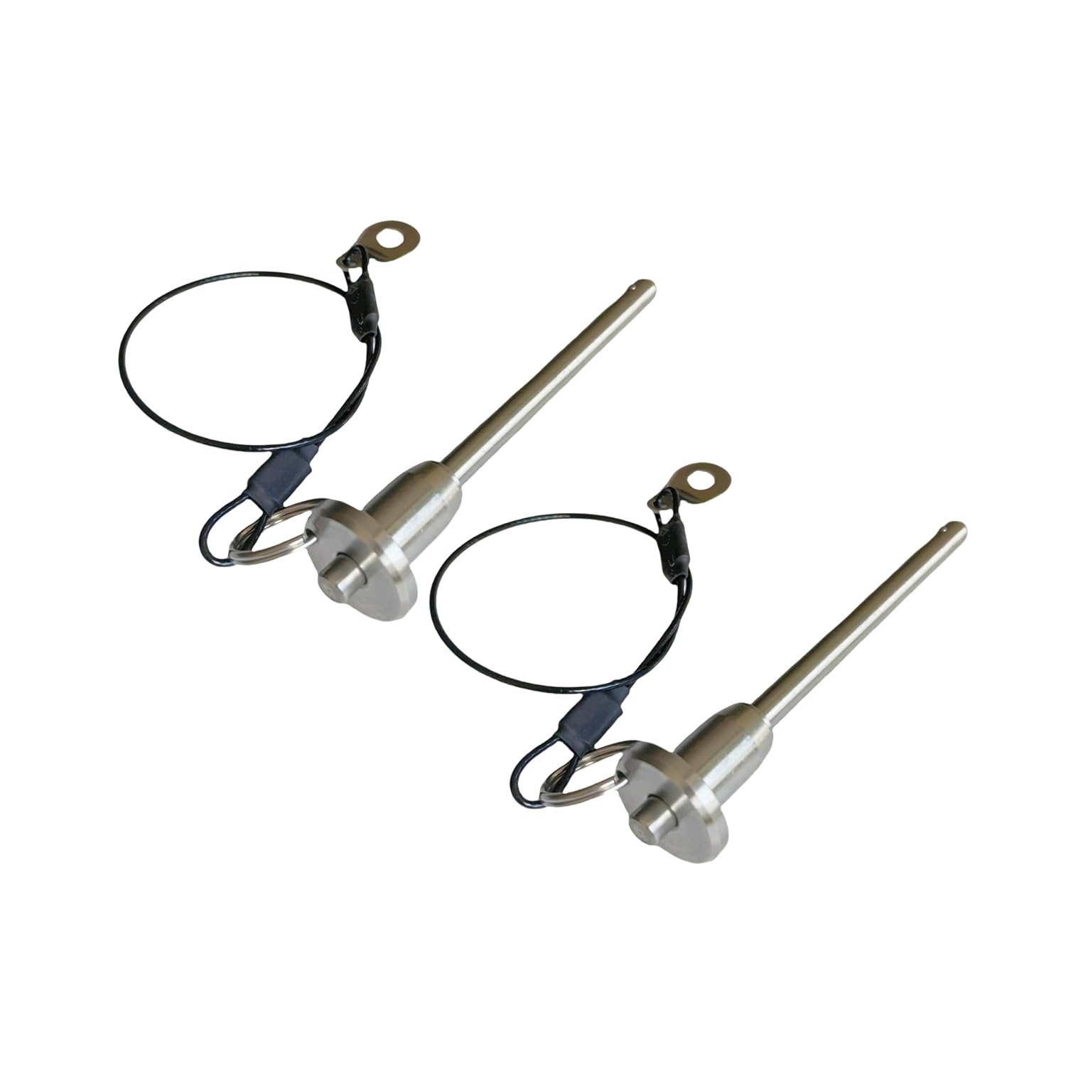 Full Stainless Steel Handle Double Ball Lock pin, with Lanyard Quick Release pin, Multimedia Audio Quick Bolt Home Appliance Accessories (Dia:1/4in (6mm)-2Pcs, Clamping Length:2-1/2in (64mm))