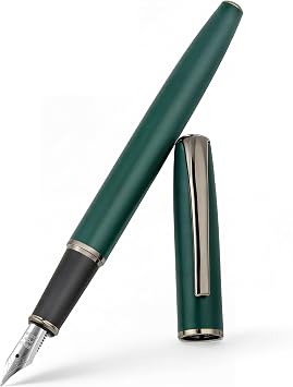Super Smooth Writing Fountain Pen Set,Includes 2 Hand Polished Iridium NibsFine & Extra Fine,8 Ink Cartridges,2 Ink Refill Converter and Gift Box,Best Pen Gift Set for School,Officegreen