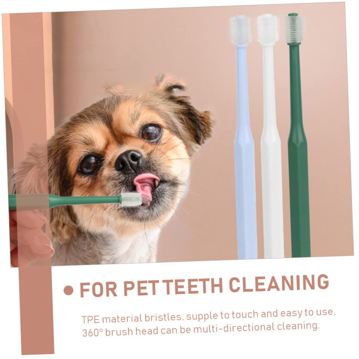 FOMIYES 3 Set Di Spazzolini Da Denti Per Animali Domestici Con Impugnatura Ergonomica Per Cani E Gatti Forniture Per Animali Domestici Portatili Spazzola Per La Pulizia Orale 4 Pezzi*3